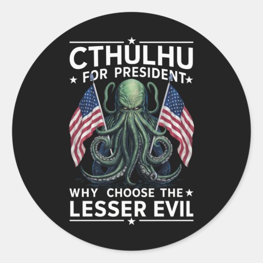 Sticker Rond Élections amusantes de 2024 Cthulhu Président (Devant)