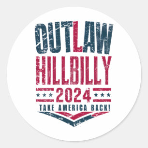 Sticker Rond Élections Vintage Outlaw Hillbilly Drapeau américa