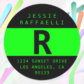 Sticker Rond Electric Green Modern Look Adresse de retour