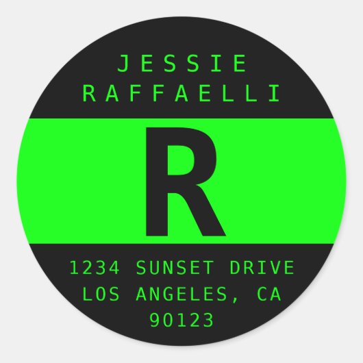 Sticker Rond Electric Green Modern Look Adresse de retour (Devant)