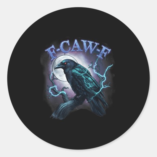 Sticker Rond Electric Raven F-caw-f Halloween Moon (Devant)
