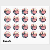 Sticker Rond Electric Roses Futuristic  Baby Shower Nuptial (Feuille)