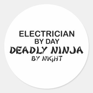 Sticker Rond Électricien Ninja mortel par nuit