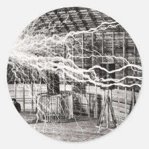 Sticker Rond Électricité Nikola Tesla