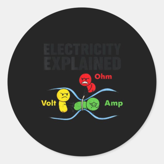Sticker Rond Electricity Explained Funny Geeky Physics Humor Sc (Devant)
