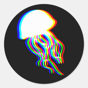 Sticker Rond Electrification des méduses EDM Raver Silhouette