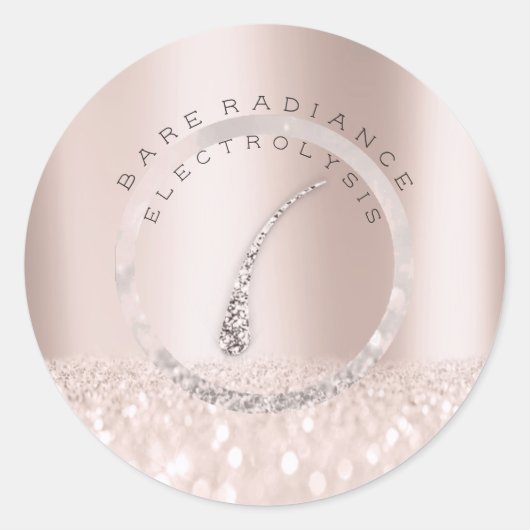 Sticker Rond Electrolyse Retrait des cheveux Blush Rose Logo1 (Devant)
