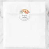 Sticker Rond Elegan peach mariage floral (Sac)