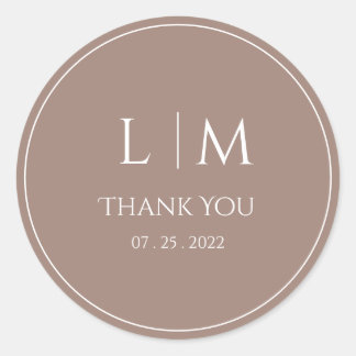Sticker Rond Élégance Classique texte basé monogramme terracott