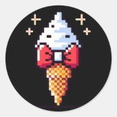 Sticker Rond Élégance de crème glacée 8 bits : Dapper Dessert D (Devant)