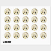 Sticker Rond Élégance de la Rose blanche (Feuille)