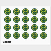 Sticker Rond Élégance de mariage Émeraude Or (Feuille)