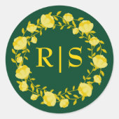 Sticker Rond Élégance de mariage Émeraude Or (Devant)