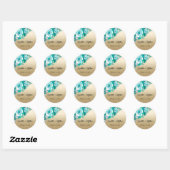 Sticker Rond Elégance dorée : Bouquet de rose Turquoise Mariage (Feuille)