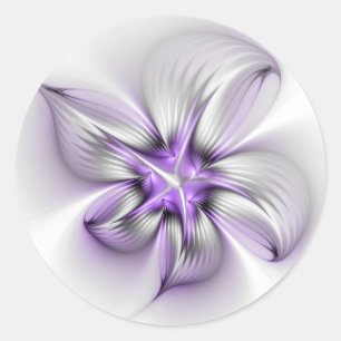 Sticker Rond Élégance florale Art Abstrait Violet Fractal moder