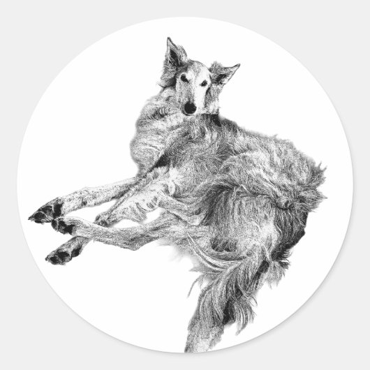 Sticker Rond Élégance, imperturbable – Silken Windhound (Devant)