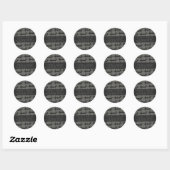 Sticker Rond Elegance Lines Black White Mariage Adresse de reto (Feuille)
