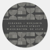 Sticker Rond Elegance Lines Black White Mariage Adresse de reto (Devant)