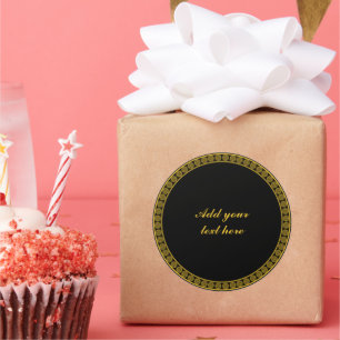 Sticker Rond Elégance noire et or, Personnaliser,