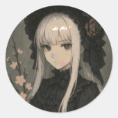 Sticker Rond Elegance of the Midnight Blossom Maiden (Devant)