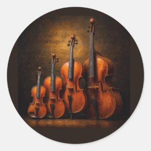 Sticker Rond Élégance orchestrale : La famille du violon sur sc
