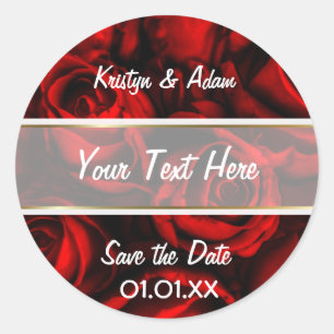 Sticker Rond Élégance Red Rose