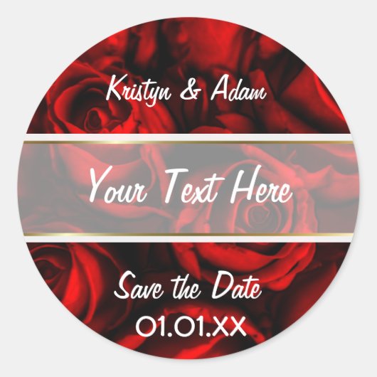 Sticker Rond Élégance Red Rose (Devant)