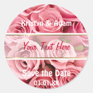Sticker Rond Élégance rose
