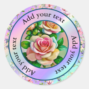 Sticker Rond Élégance Roses Rose et Jaune Aquarelle Pastel