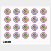 Sticker Rond Élégance Roses Rose et Jaune Aquarelle Pastel (Feuille)
