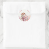 Sticker Rond Elegance Woman with Peonies Aquarelle Art Imprimer (Sac)