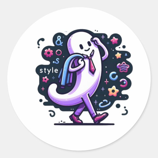 Sticker Rond Élégant. (Devant)