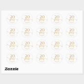 Sticker Rond Élégant 20e anniversaire de Mariage Champagne (Feuille)