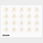 Sticker Rond Elégant 30e anniversaire de Mariage Champagne (Feuille)