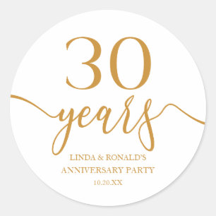 Sticker Rond Elégant 30e anniversaire de Mariage Champagne