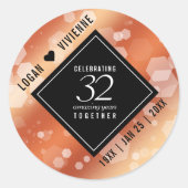 Sticker Rond Élégant 32ème anniversaire de Mariage de bronze (Devant)