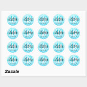 Sticker Rond Elégant 40e anniversaire Turquoise Parties scintil (Feuille)