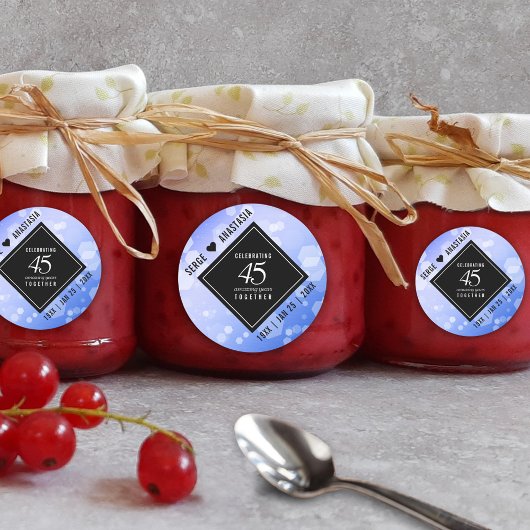 Sticker Rond Élégant 45e anniversaire de Mariage Sapphire