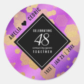 Sticker Rond Élégant 48e anniversaire de Mariage d'Améthyste (Devant)