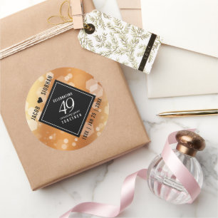 Sticker Rond Élégant 49ème anniversaire de Mariage de cuivre