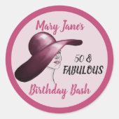 Sticker Rond Elégant 50 et Fabuleux Anniversaire Bash (Devant)