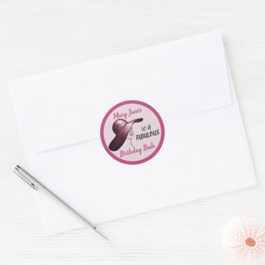 Sticker Rond Elégant 50 et Fabuleux Anniversaire Bash (Enveloppe)