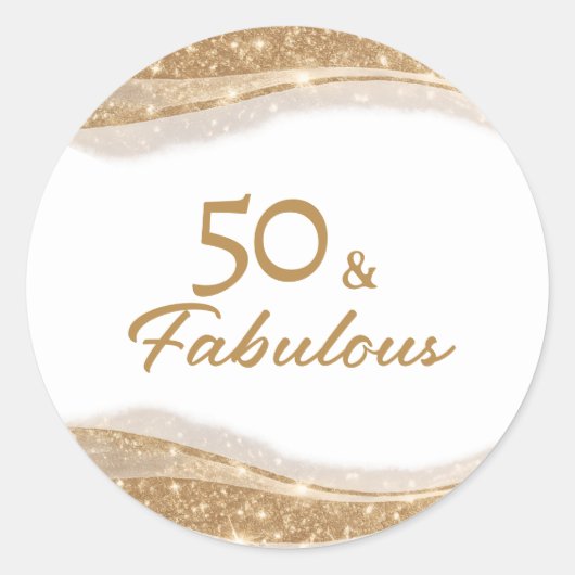 Sticker Rond Elegant 50 & Fabulous Gold Birthday (Devant)