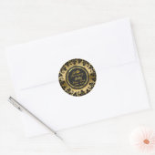 Sticker Rond Élégant 50e anniversaire de Mariage Black & Gold (Enveloppe)