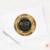 Sticker Rond Élégant 50e anniversaire de Mariage d'or (Enveloppe)