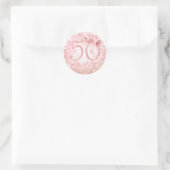 Sticker Rond Élégant 50e anniversaire Glam Lights Rose Gold (Sac)