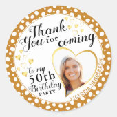 Sticker Rond Elégant 50e anniversaire White Gold Merci d'automn (Devant)