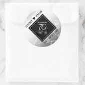 Sticker Rond Élégant 70e anniversaire de Mariage Platinum (Sac)
