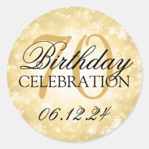 Sticker Rond Elégant 70e anniversaire Gold Winter Wonderland
