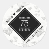 Sticker Rond Élégant 75e anniversaire de Mariage de diamant (Devant)